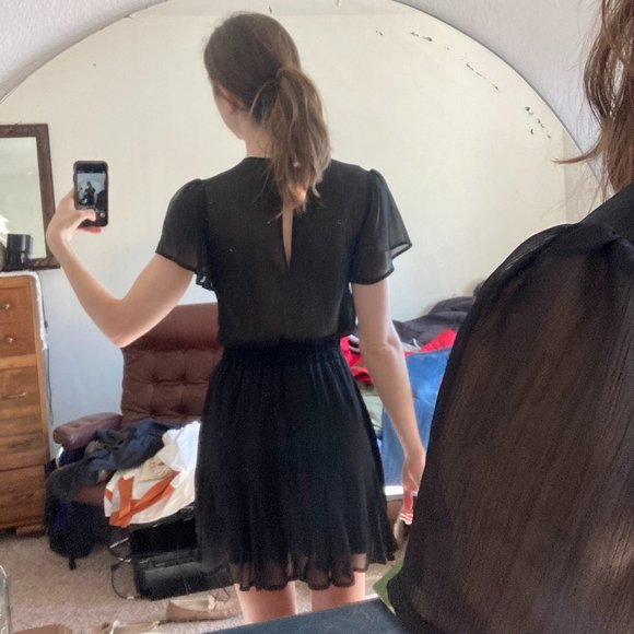 Mi Ami by Francesca's Black Flowy Sheer Dress - Picture 2 of 9